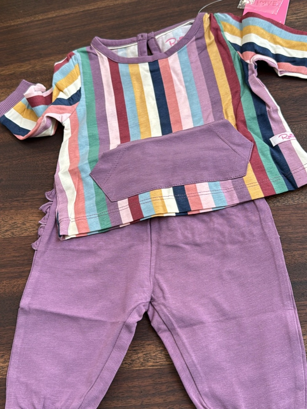 Ruffle Butts Lavender and Multicolor Striped Pajama Set
